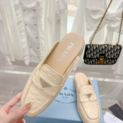 Prada 2023 New Unisex Mules in Ostrich