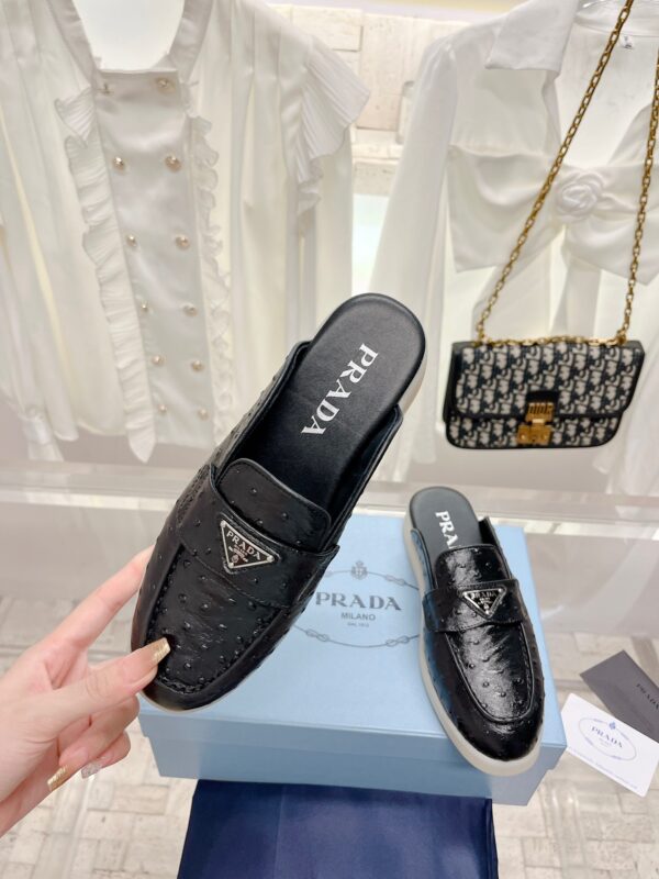 Prada 2023 New Unisex Mules in Ostrich