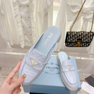 Prada 2023 New Unisex Mules in Ostrich