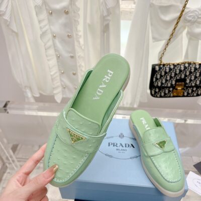 Prada 2023 New Unisex Mules in Ostrich