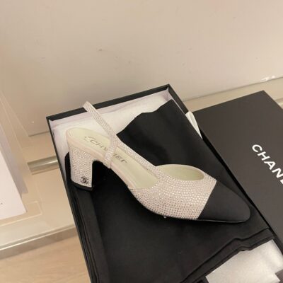 Chanel 2023 New Slingback full Diamond Princess Heel Shoes