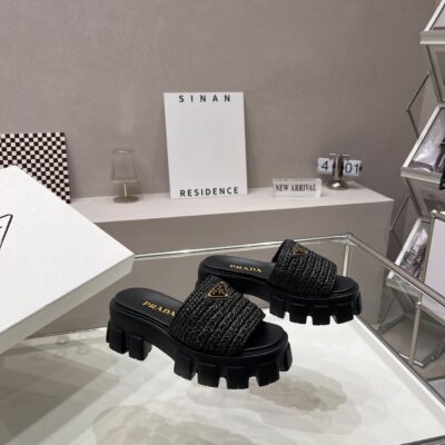 Prada 2023 New Light Raffia Sandals