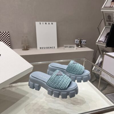 Prada 2023 New Light Raffia Sandals