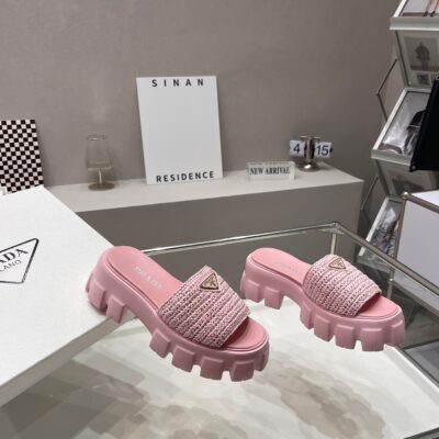 Prada 2023 New Light Raffia Sandals