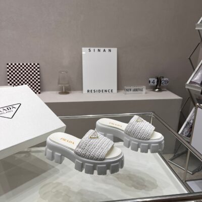 Prada 2023 New Light Raffia Sandals