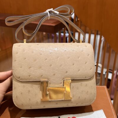 Constance 18 in Craie Ostrich GHW