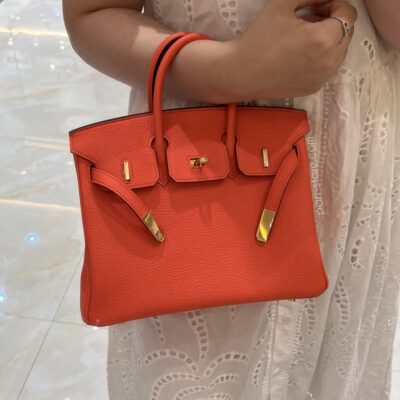 Birkin 25 in Orange Togo GHW