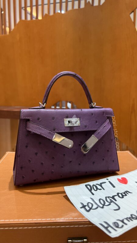 Mini Kelly in Anemone Ostrich PHW