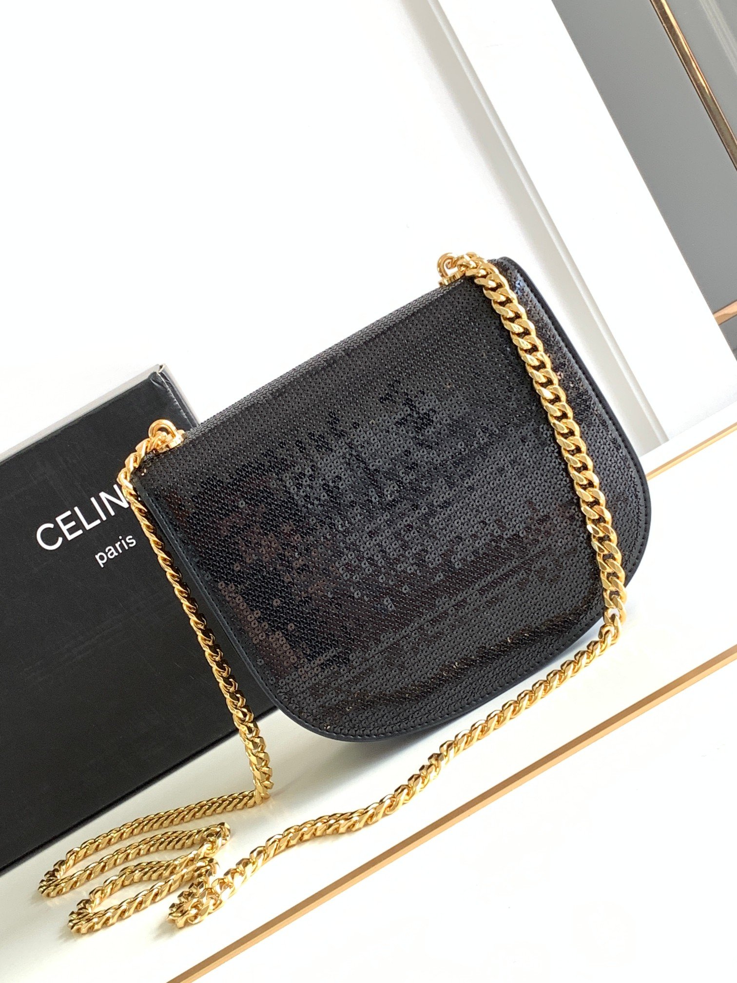 Celine Teen Basace Triomphe Chain Handbag - Image 2