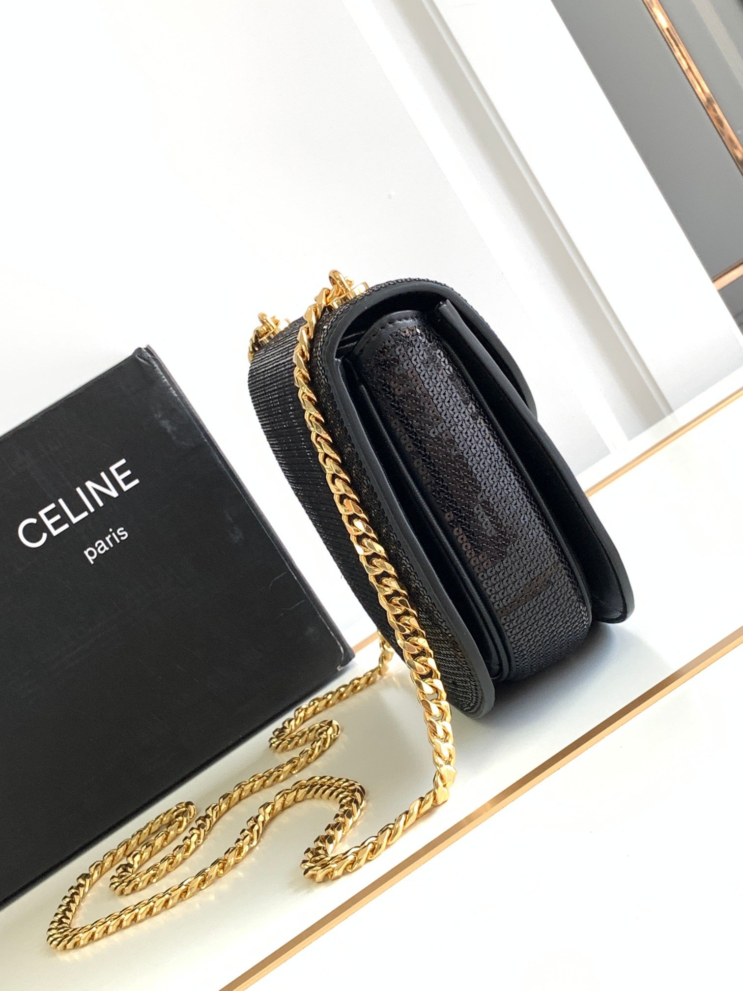 Celine Teen Basace Triomphe Chain Handbag - Image 5