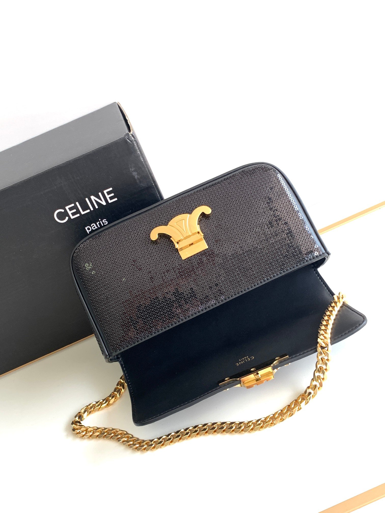Celine Small Craft Sequin Material Chain Bag - Image 9