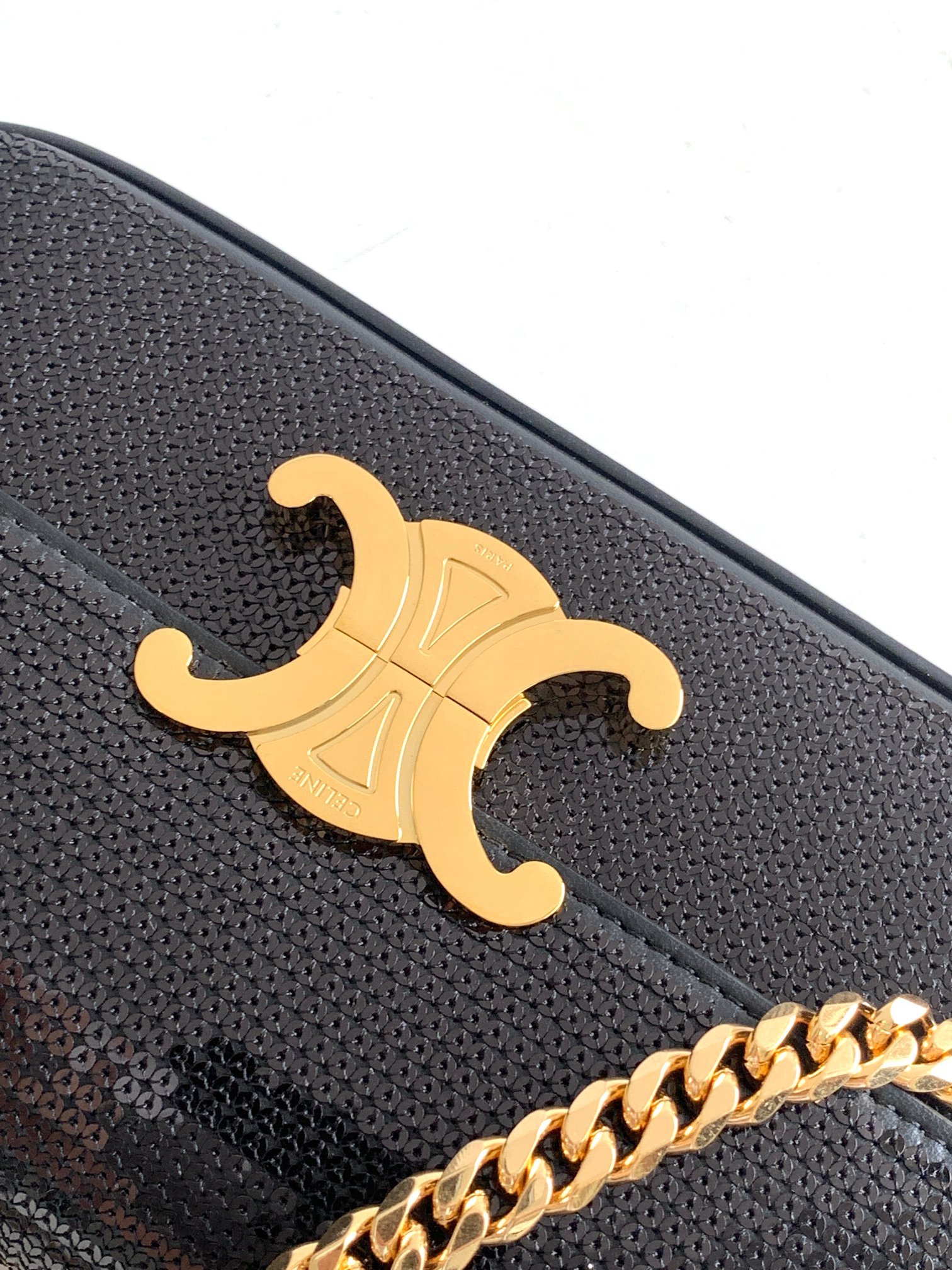 Celine Small Craft Sequin Material Chain Bag - Image 7