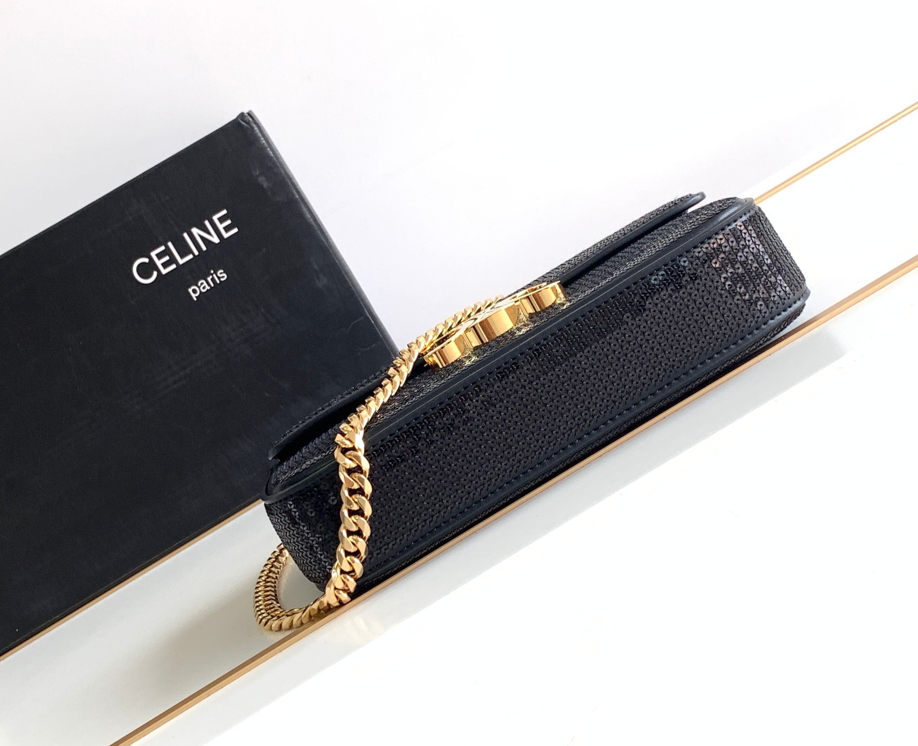 Celine Small Craft Sequin Material Chain Bag - Image 4