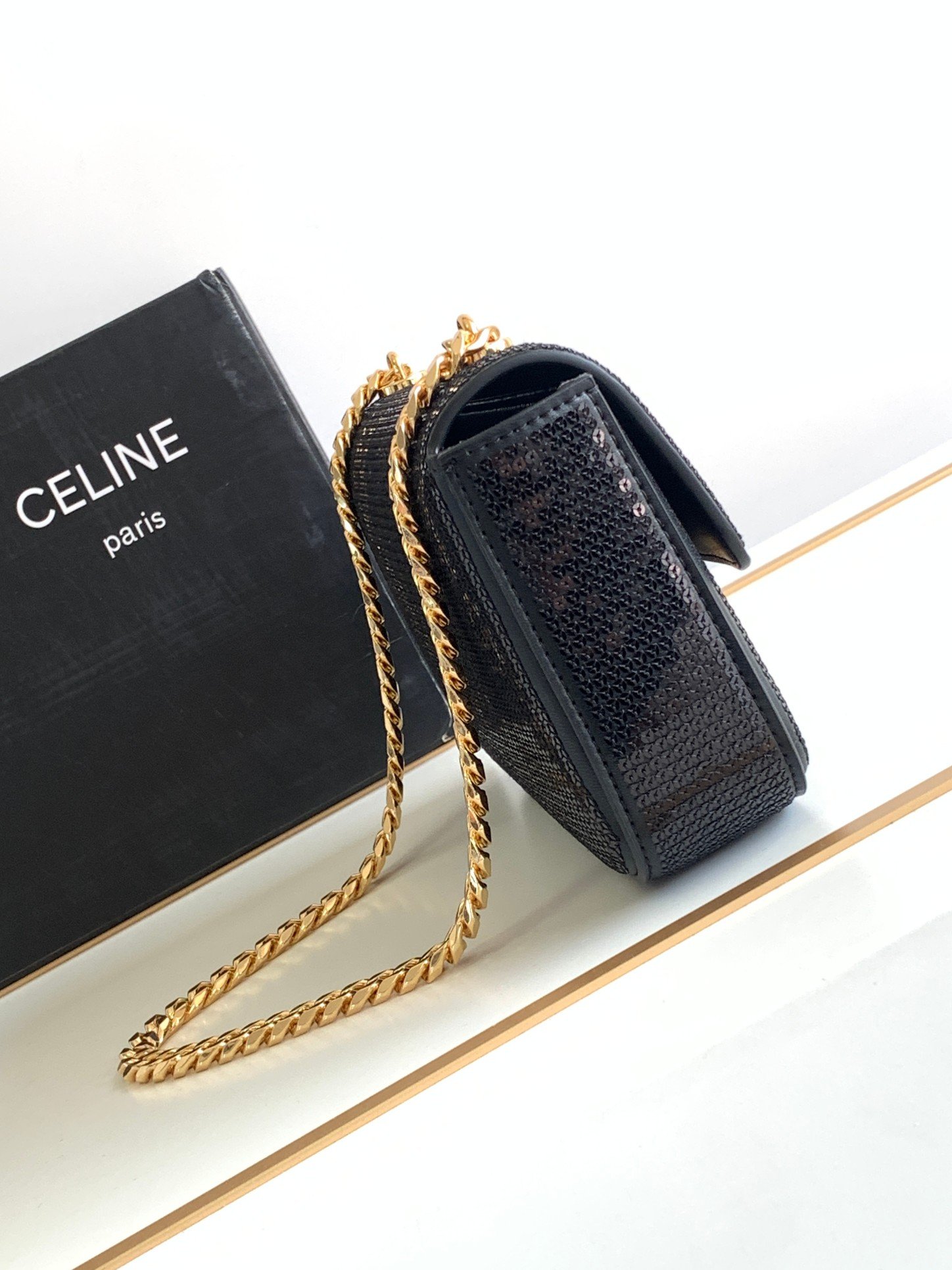 Celine Small Craft Sequin Material Chain Bag - Image 3