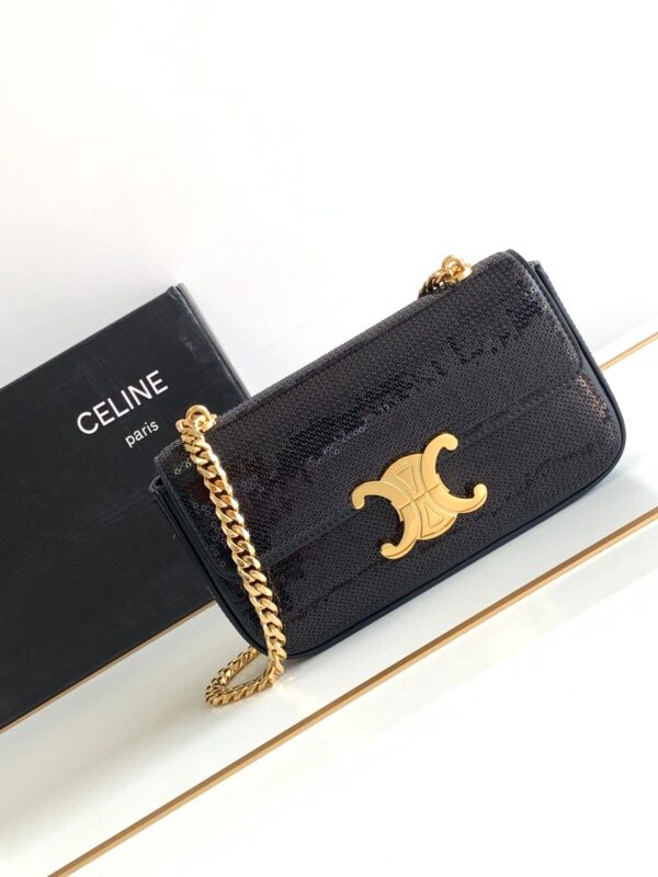 Celine Small Craft Sequin Material Chain Bag