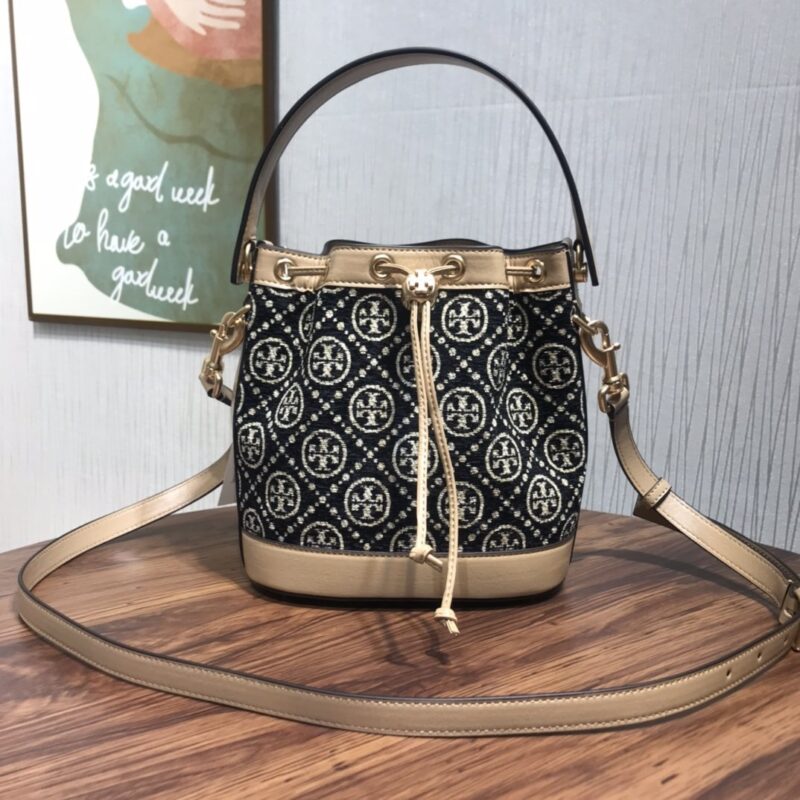 Tory Burch Monogram New Drawstring Bucket Bag