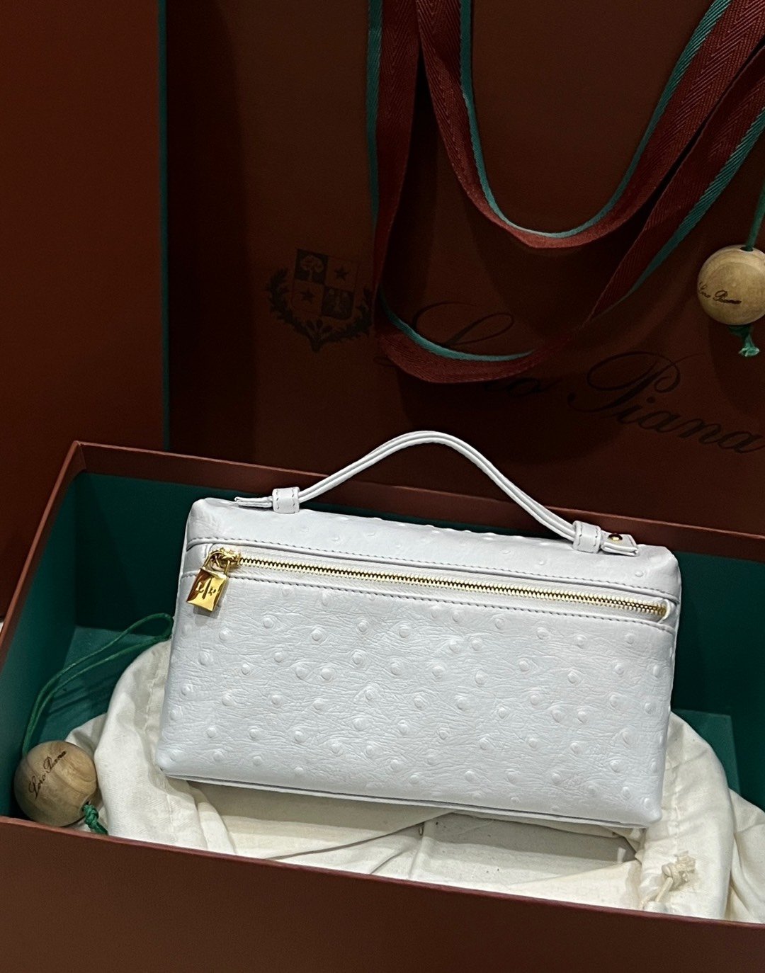 1000024843.jpg Loro Piana L19 in White Ostrich Pattern - Image 1