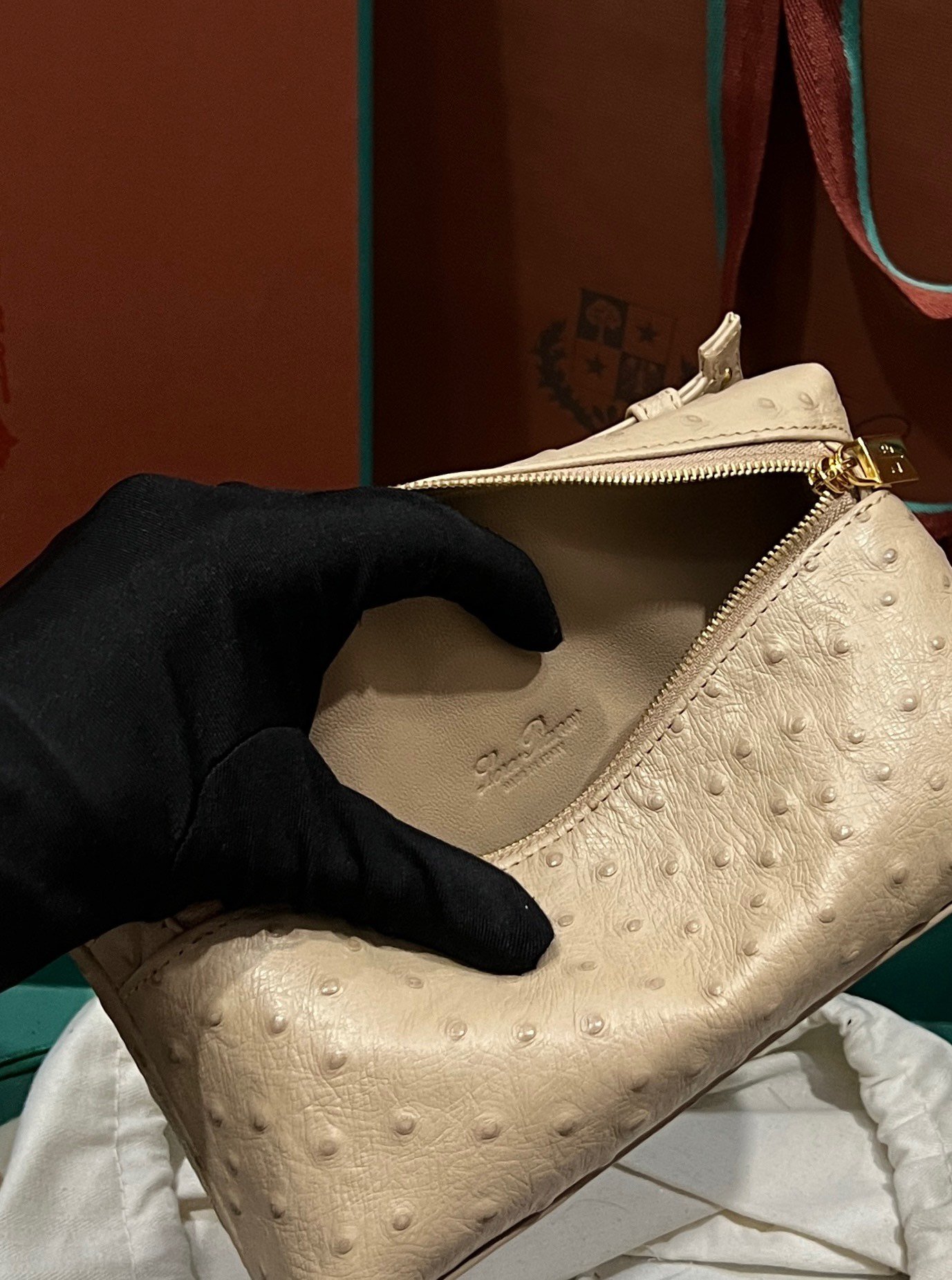 Loro Piana L19 in Beige Ostrich Pattern - Image 7