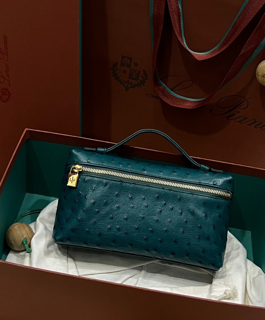 1000024906.jpg Loro Piana L19 in Dark Green Ostrich Pattern - Image 1