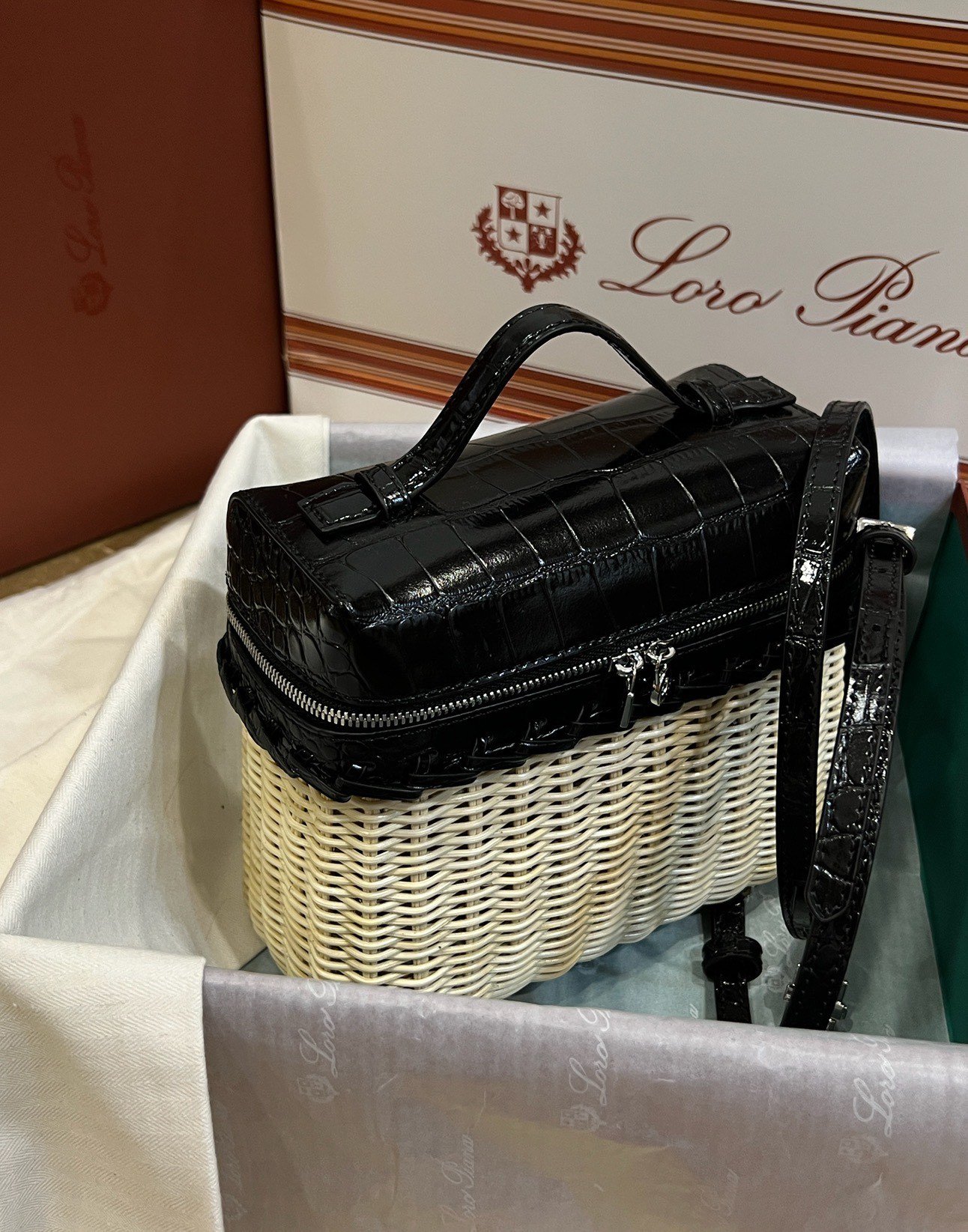 Loro Piana Extrapocket L19 Rattan Bag - Image 3