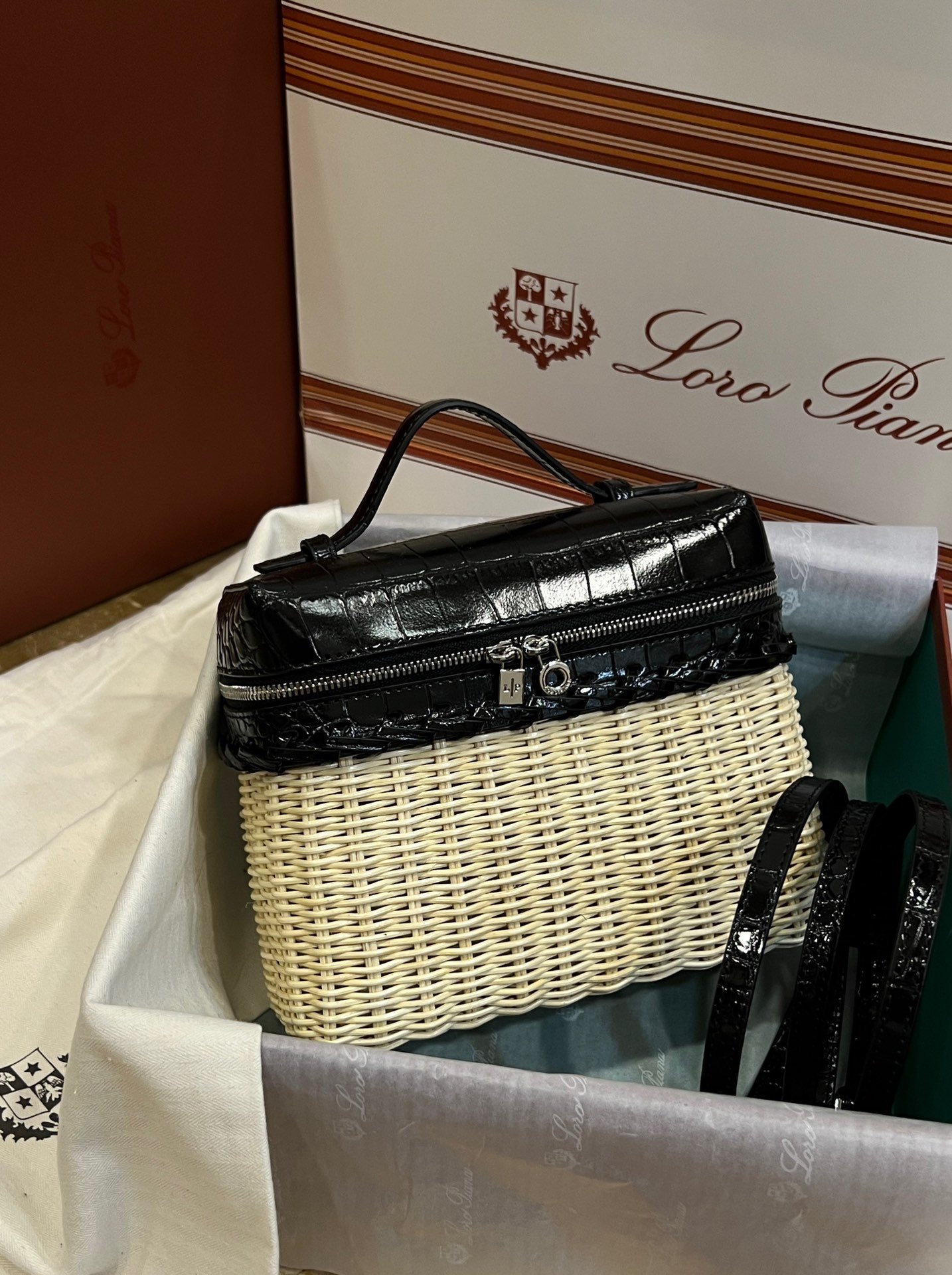 Loro Piana Extrapocket L19 Rattan Bag - Image 2