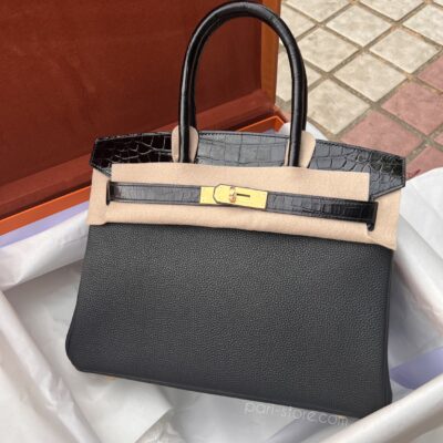 Birkin 30 Touch in Noir Togo & Crocodile GHW