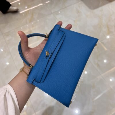 Mini Kelly in Blue Epsom GHW