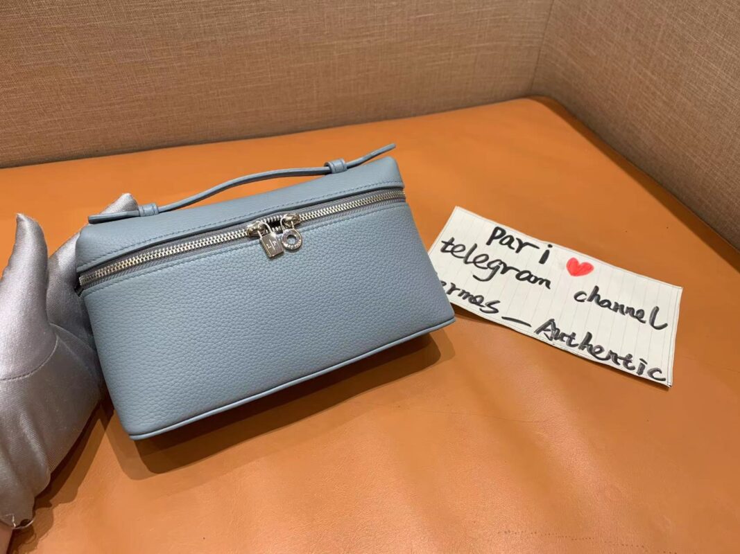 Loro Piana L19 Pouch in Calfskin Blue