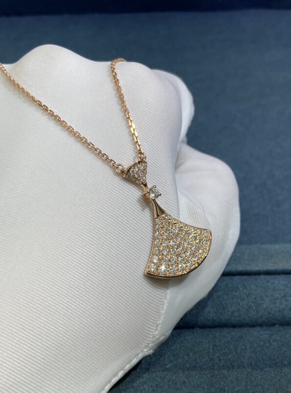 Petite Dress Necklace with Diamonds,Rose Gold