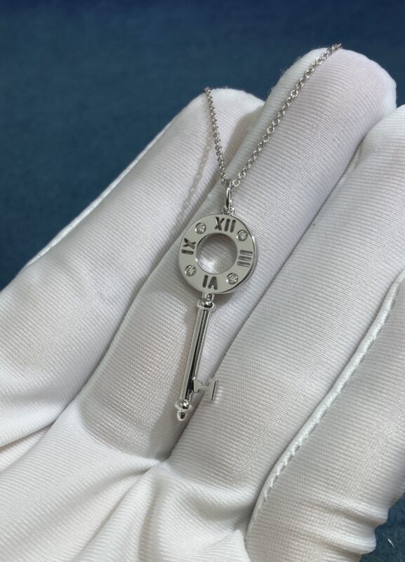 Four Diamond Key Necklace,White Gold
