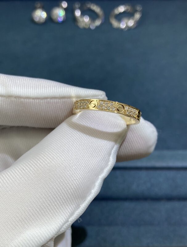 Cartier Narrow Two Row Diamonds Gypsophila Ring, Yellow Gold