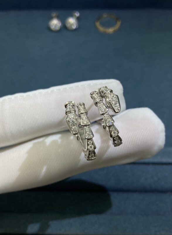 Bvlgari Diamond Snake Ear Pads, Platinum Gold