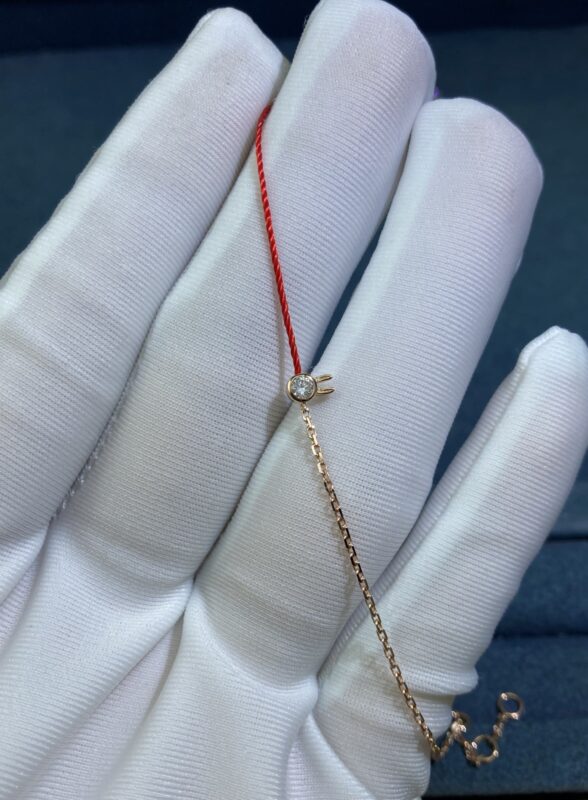 5 Point Rabbit Head Half Rope and Half Link Bracelet,Yellow Gold