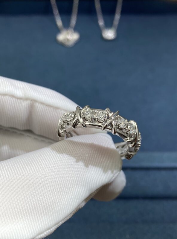 Tiffany family X ring, platinum