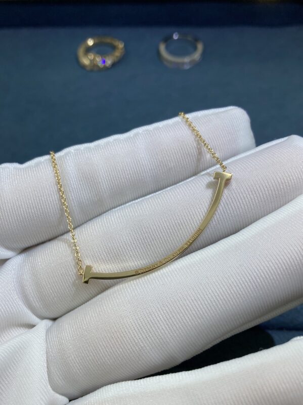 Small Diamond Smiley Necklace, Yellow Gold