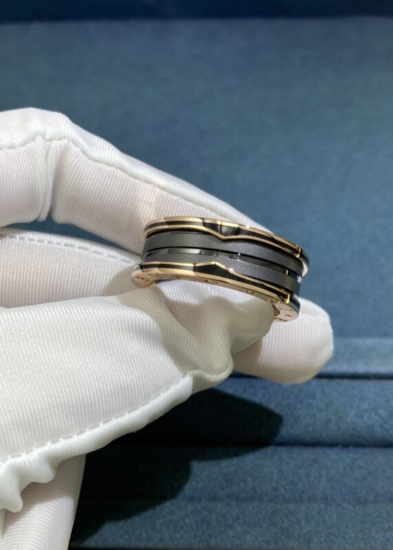 Black Ceramic Ring, Rose Gold