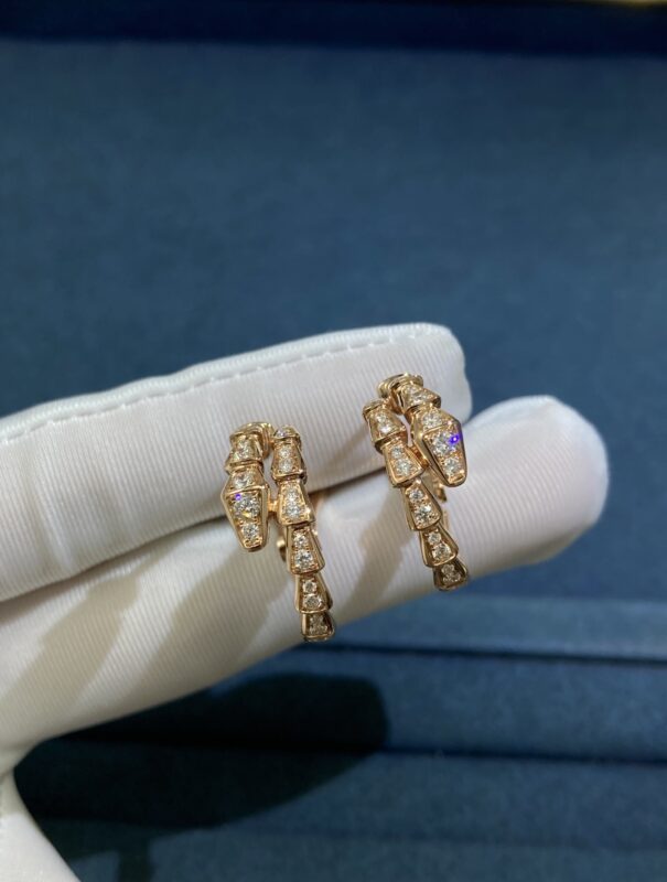 Diamond-filled Snake Ear Pads, Rose Gold