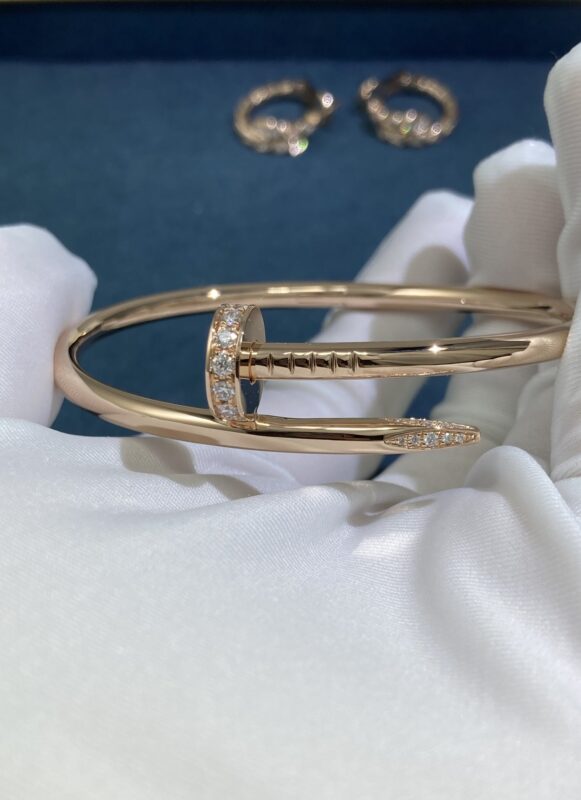 Wide Diamond Head and Tail Nail Bracelet, Rose Gold