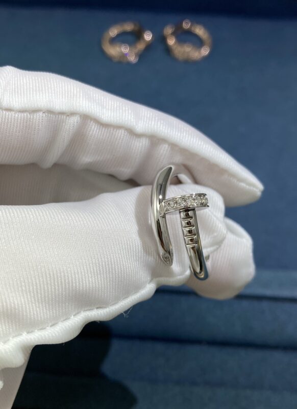 Cartier Wide Diamond Head and Tail Stud Ring, White Gold