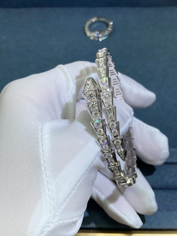 Bvlgary Full Diamond Snake Bracelet, White Gold