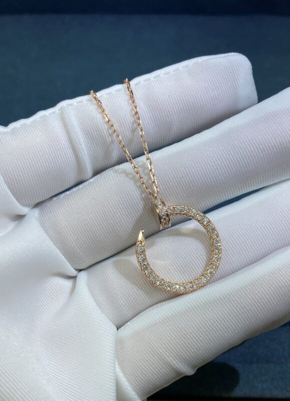 Bvlgary Full Diamond Nail Necklace, Rose Gold