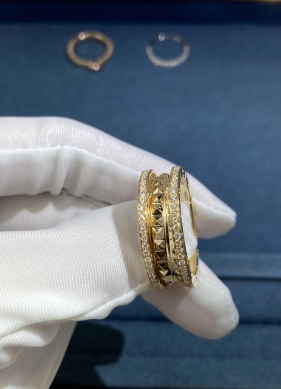 Bvlgary Studded Diamond Ring, Yellow Gold