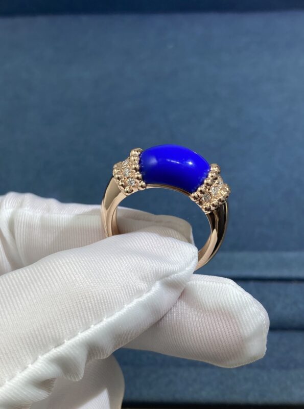 VCA Lapis Lazuli Bead and Diamond Ring, Yellow Gold