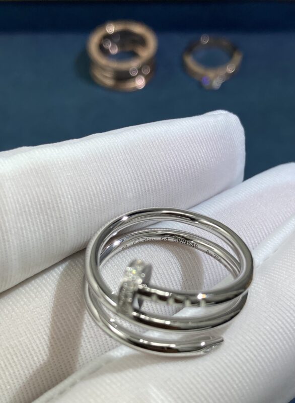 Cartier Double Hoop Diamond Stud Ring, White Gold