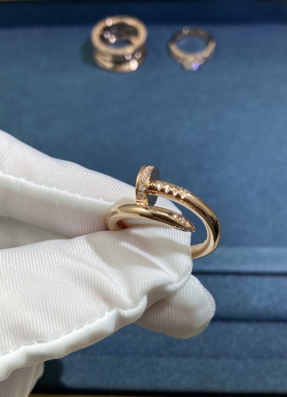 Cartier Wide Diamond Head and Tail Stud Ring, Rose Gold