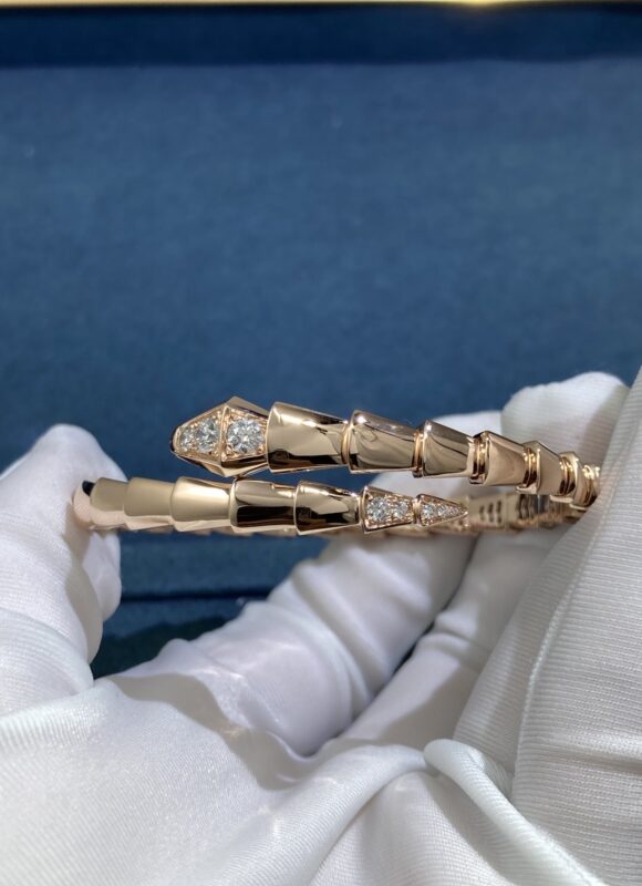 Bvlgary Diamond Head and Tail Snake Bracelet, Rose Gold