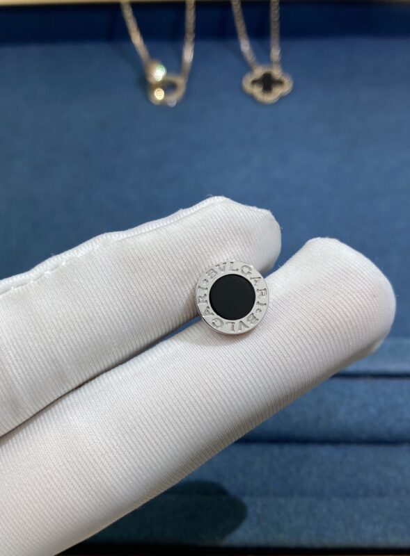 Bvlgary’s Black Onyx Round Cake Earrings, White Gold