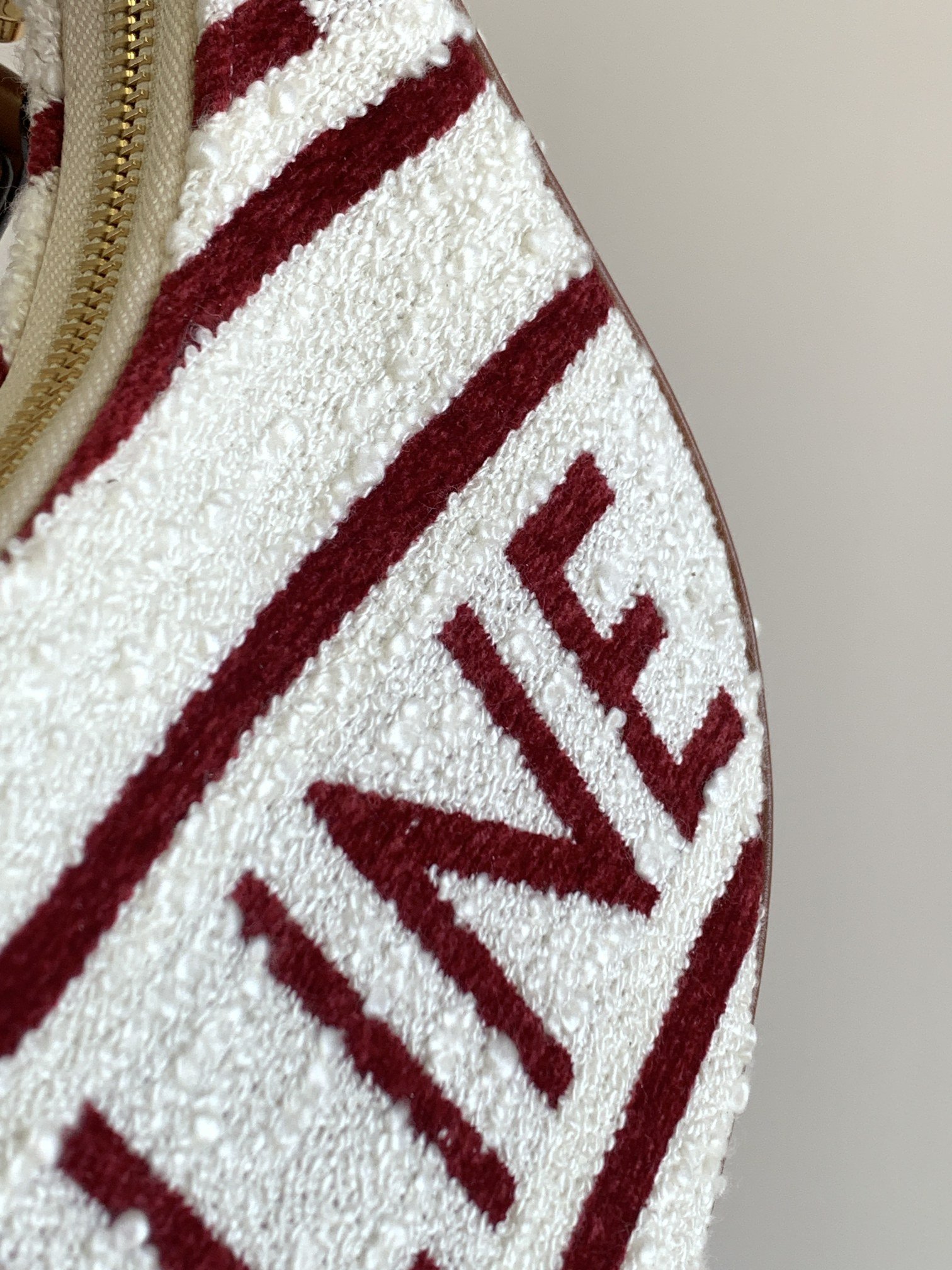 Celine Red and White Letter Fabric AVA Strap Handbag - Image 7