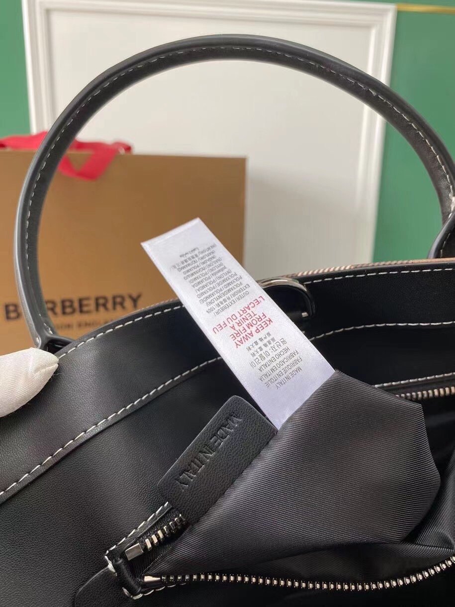 Burberry Check Pattern Leather Tote Bag - Image 5