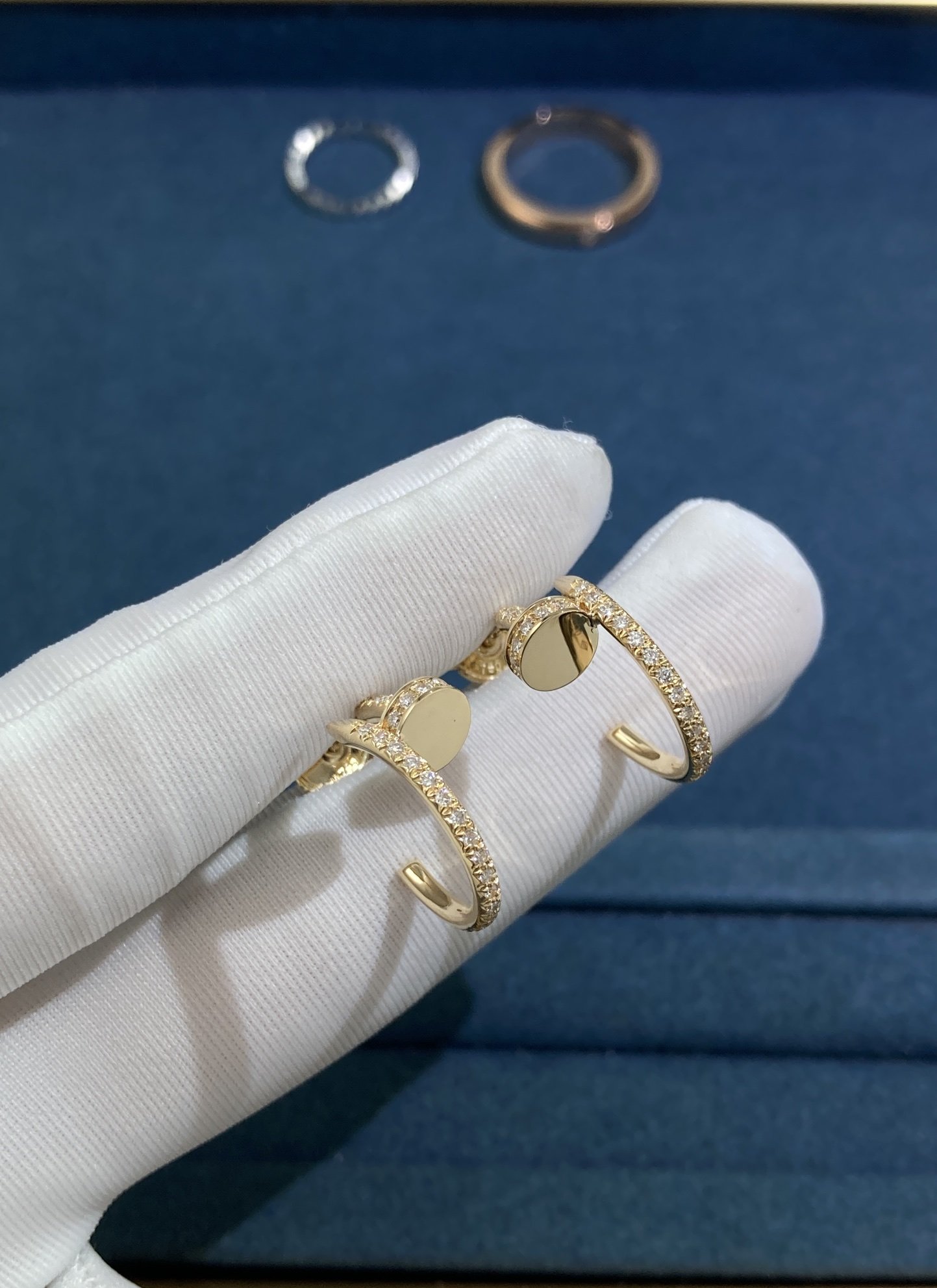 Cartier Full Diamond Stud Earrings, Yellow Gold